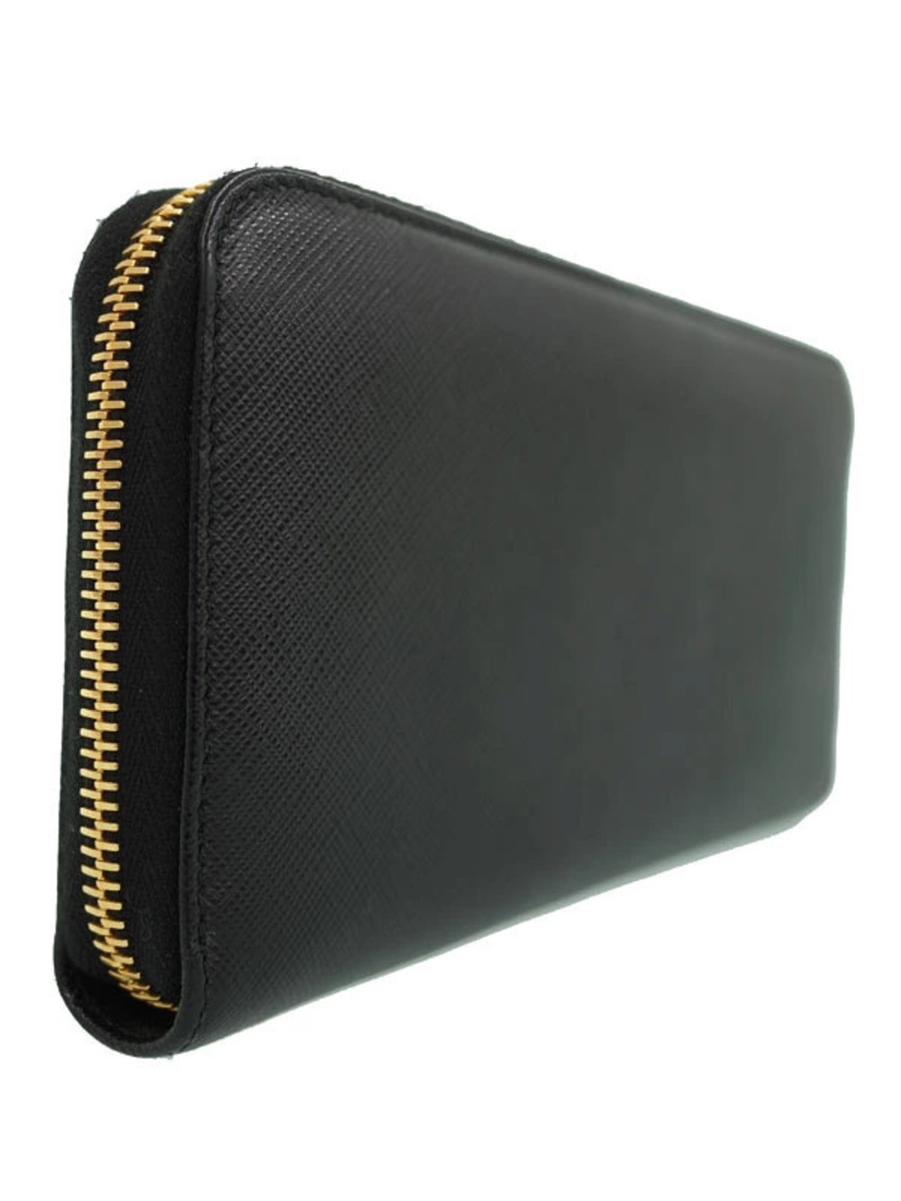 Prada Wallet Round Long Zipper Leather Saffiano Black
